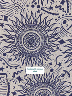 Marisol Round Neck Shirred Dress - Ecru & Blue Sun Print