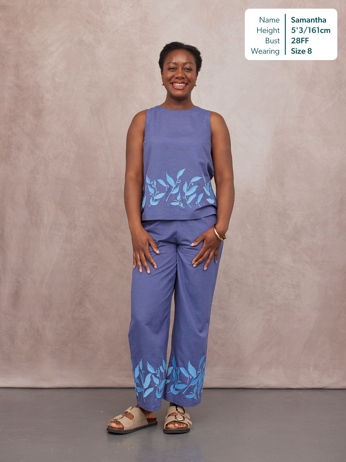 Violet Embroidered Sleeveless Top - Blue