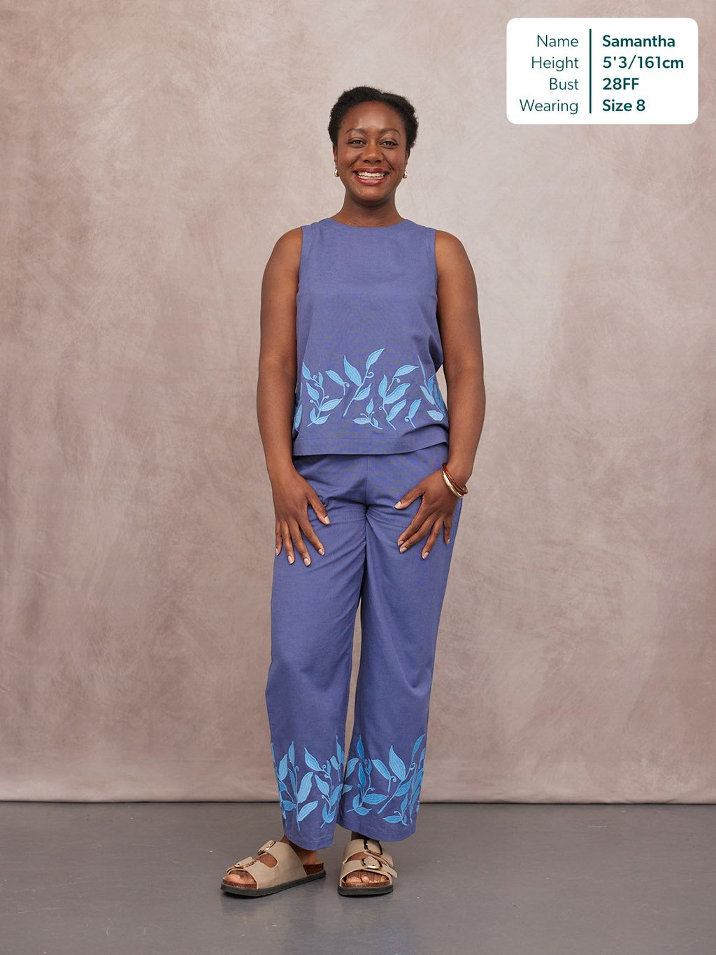 Co-Ord Embroidered Top & Trouser Bundle - Violet & Verity - Blue