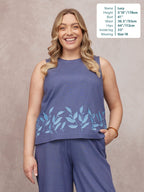 Violet Embroidered Sleeveless Top - Blue