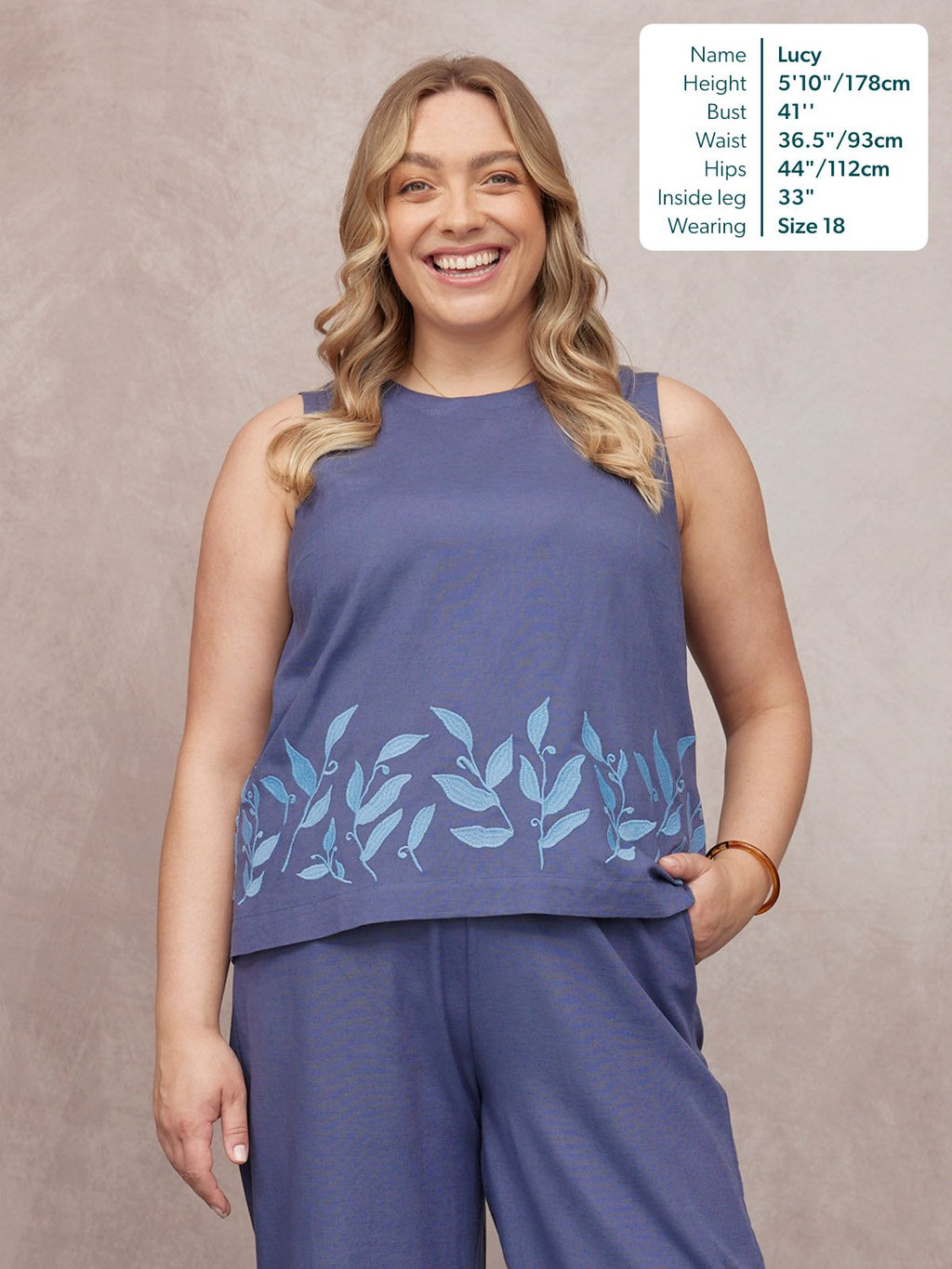 Co-Ord Embroidered Top & Trouser Bundle - Violet & Verity - Blue