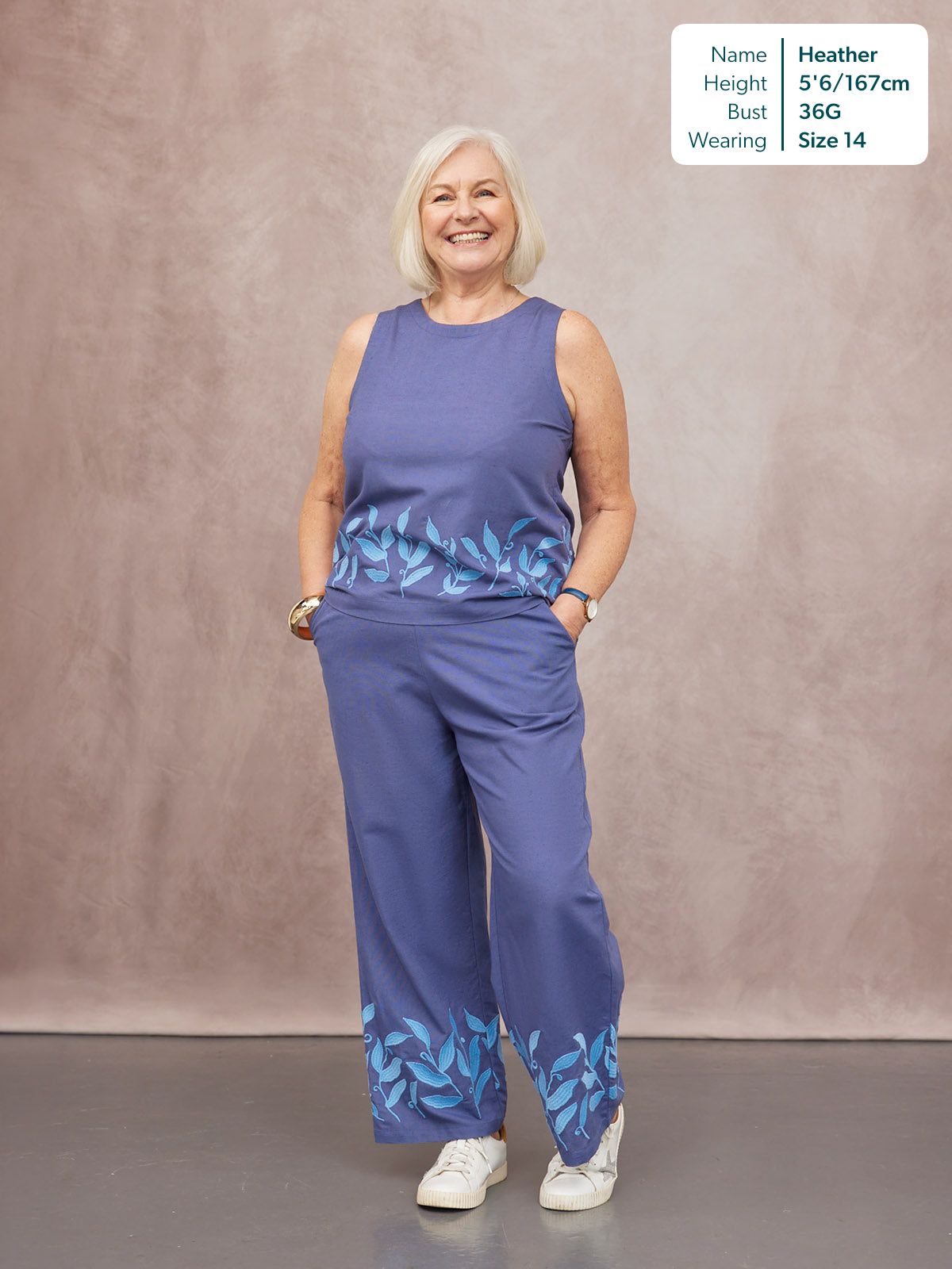 Co-Ord Embroidered Top & Trouser Bundle - Violet & Verity - Blue