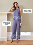 Verity Embroidered Trouser - Blue