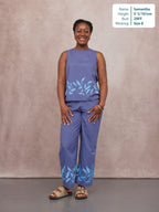 Verity Embroidered Trouser - Blue