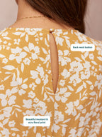 Rupali Angel Sleeve Tea Dress - Mustard & Ecru Floral Print