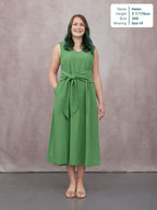 Ruth Sleeveless Tie Waist Dress - Green