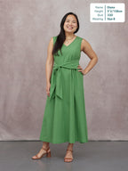 Ruth Sleeveless Tie Waist Dress - Green