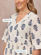 Tara Lurex Summer Dress - White & Blue Floral Print