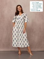 Tara Lurex Summer Dress - White & Blue Floral Print