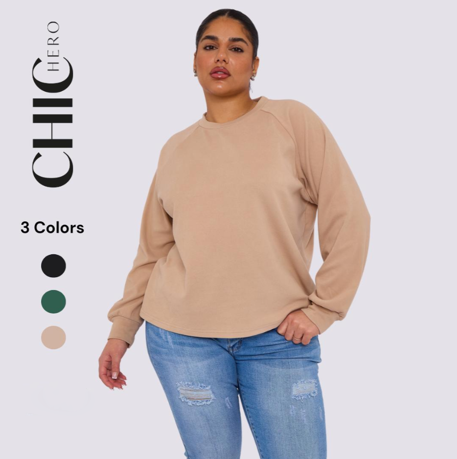 Plus Size Round Neck Short Sleeve Waist Long Sleeve Solid Color Suit