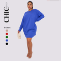 Plus Size Long-Sleeved Straight Dress