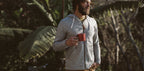 The Après Hoodie in Olive Stripe Hemp Fleece