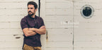 The Bandit in Navy & Red Slub Stripe