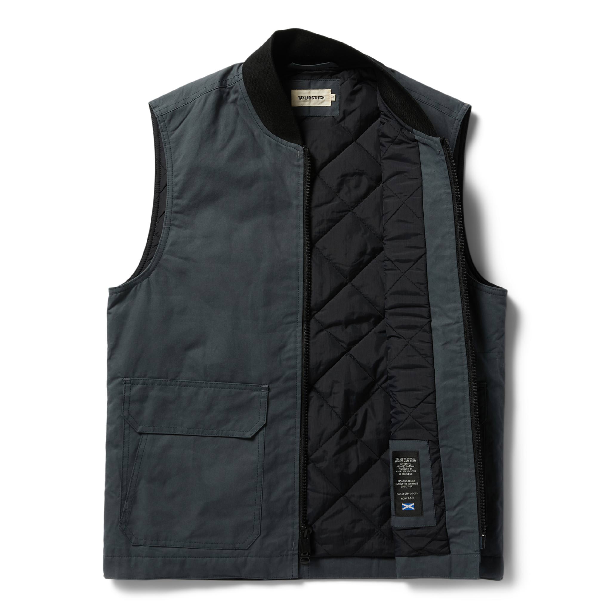 The Anchorage Vest in Charcoal Dry Wax