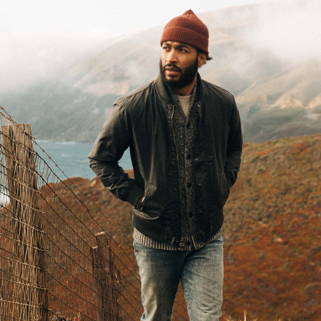 The Bomber Jacket in Waxed Navy
