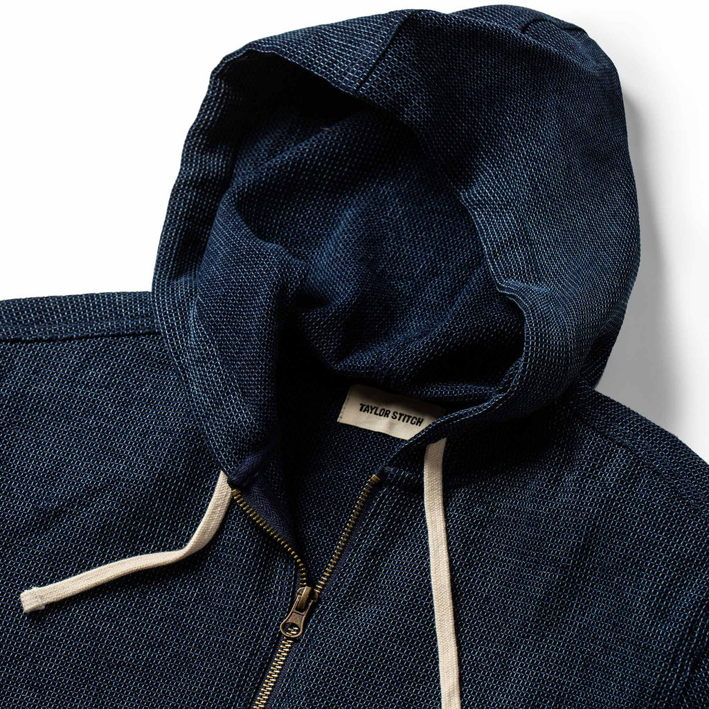 The Après Hoodie in Indigo Waffle